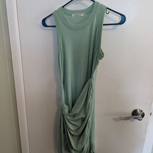 Green bodycon tie waist dress